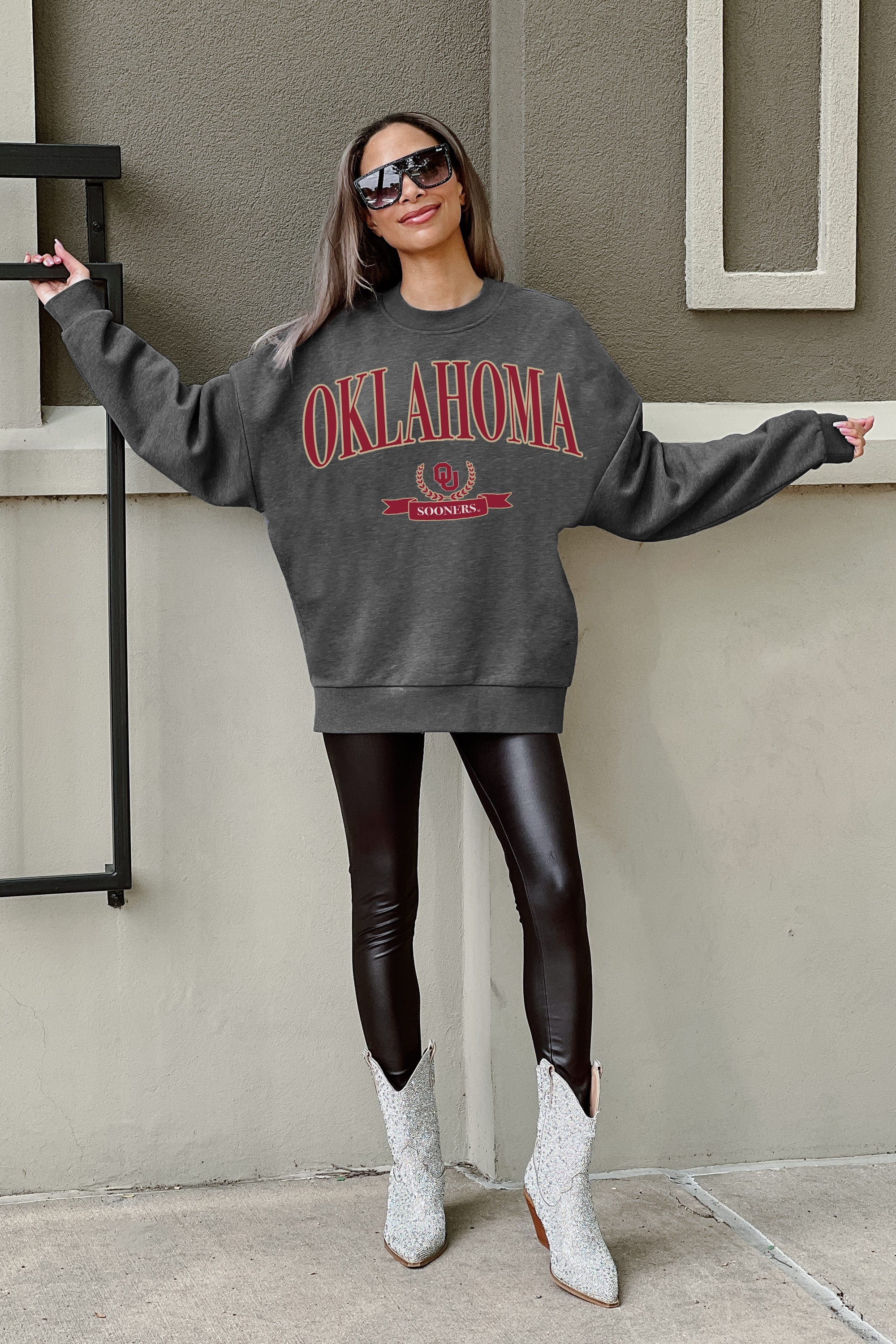 Oklahoma Sooners Ultimate Premium Fleece Drop Shoulder Crewneck Pullover